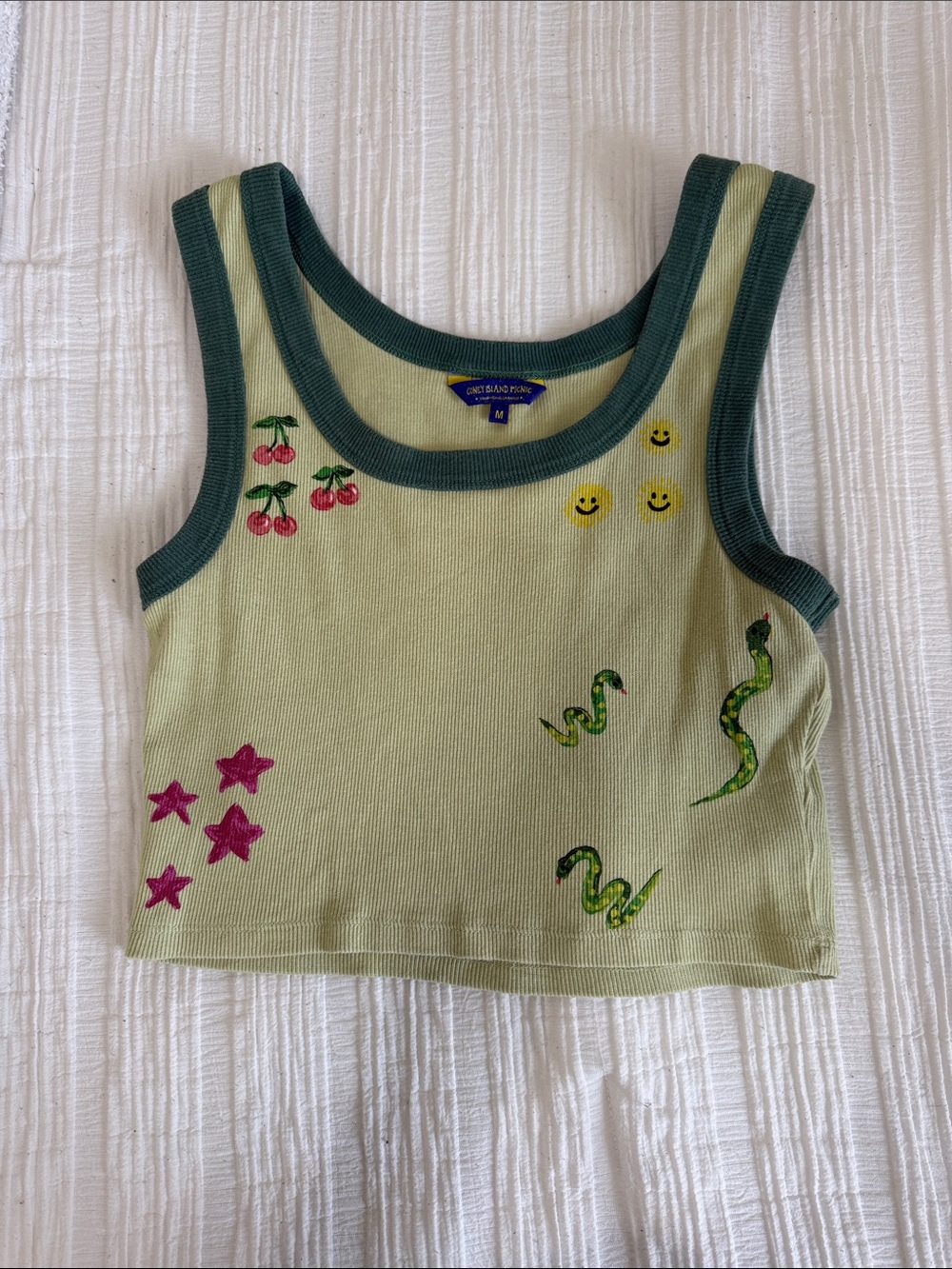 Urban Outfitters Light Green Cropped Tank Top